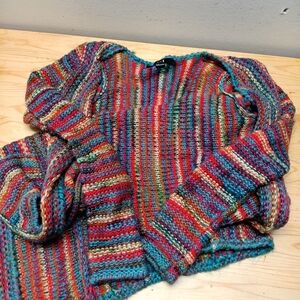 Colorful Knit Long Cardigan